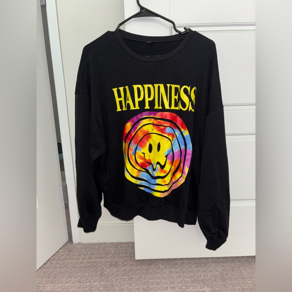 Black Happiness Graphic Sweatshirt